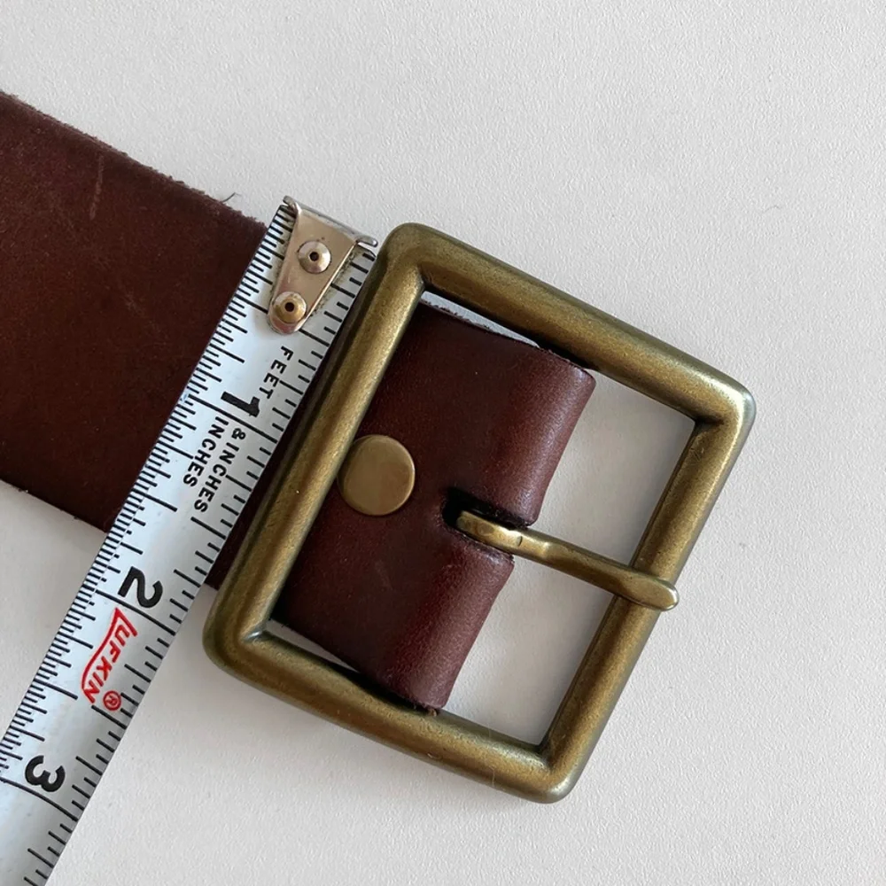 Linea Pelle Brown Multi-Strap Leather Belt with Brass Buckle